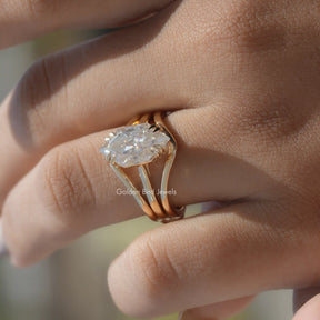 [This moissanite marquise ring crafted with double prong setting]-[Golden Bird Jewels]