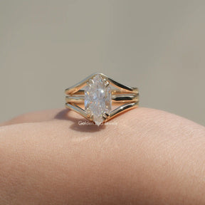 [Prong Set Marquise Cut Moissanite Ring]-[Golden Bird Jewels]