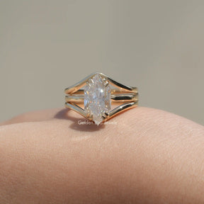 [This moissanite dutch marquise cut ring made of double prong setting]-[Golden Bird Jewels]