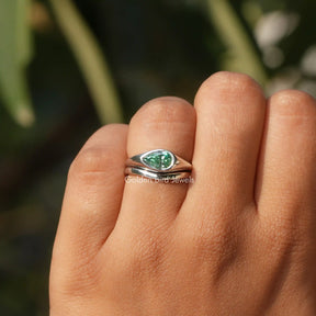 View of East West Pear Cut Solitaire Ring In White Gold