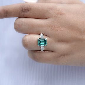 Emerald And Pear Moissanite Five Stone Ring