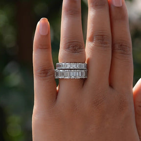 [White Gold Emerald Cut Full Eternity Band]-[Golden Bird Jewels]