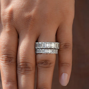 [Full Eternity Emerald Cut Wedding Band]-[Golden Bird Jewels]
