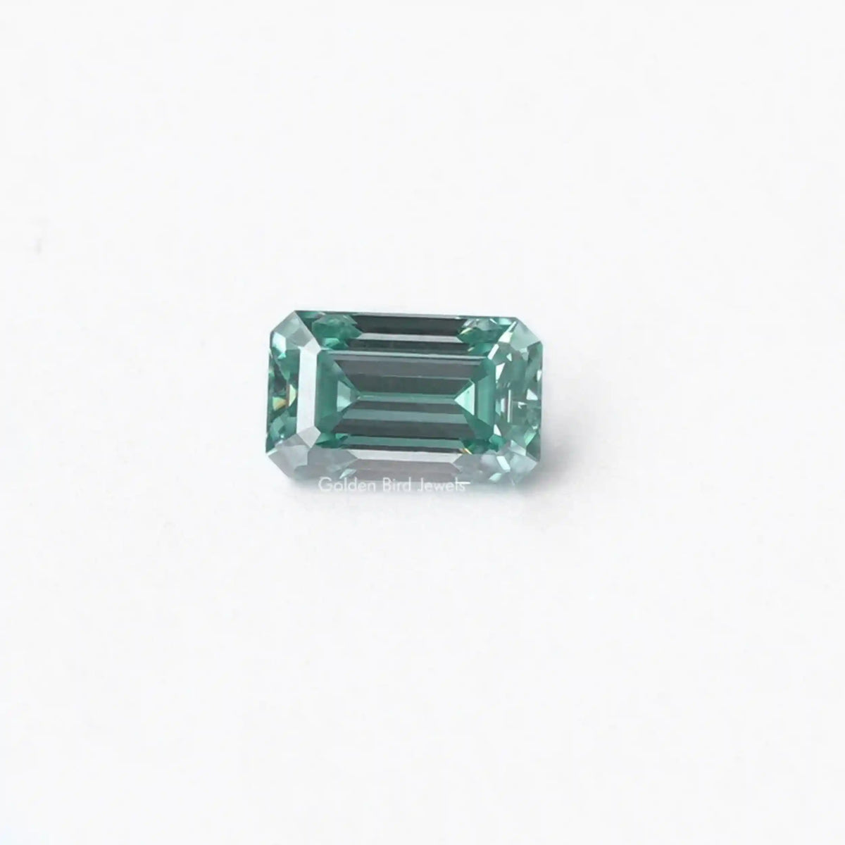 [Front view of emerald cut loose stone made of blue color]-[Golden Bird Jewels]