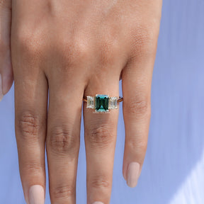 Moissanite Emerald Cut 3 Stone Ring