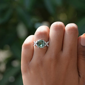Cushion And Marquise Cut Moissanite Ring