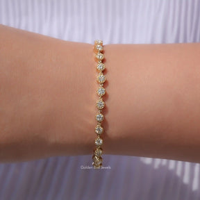 In front view of moissanite round Shape Bracelet