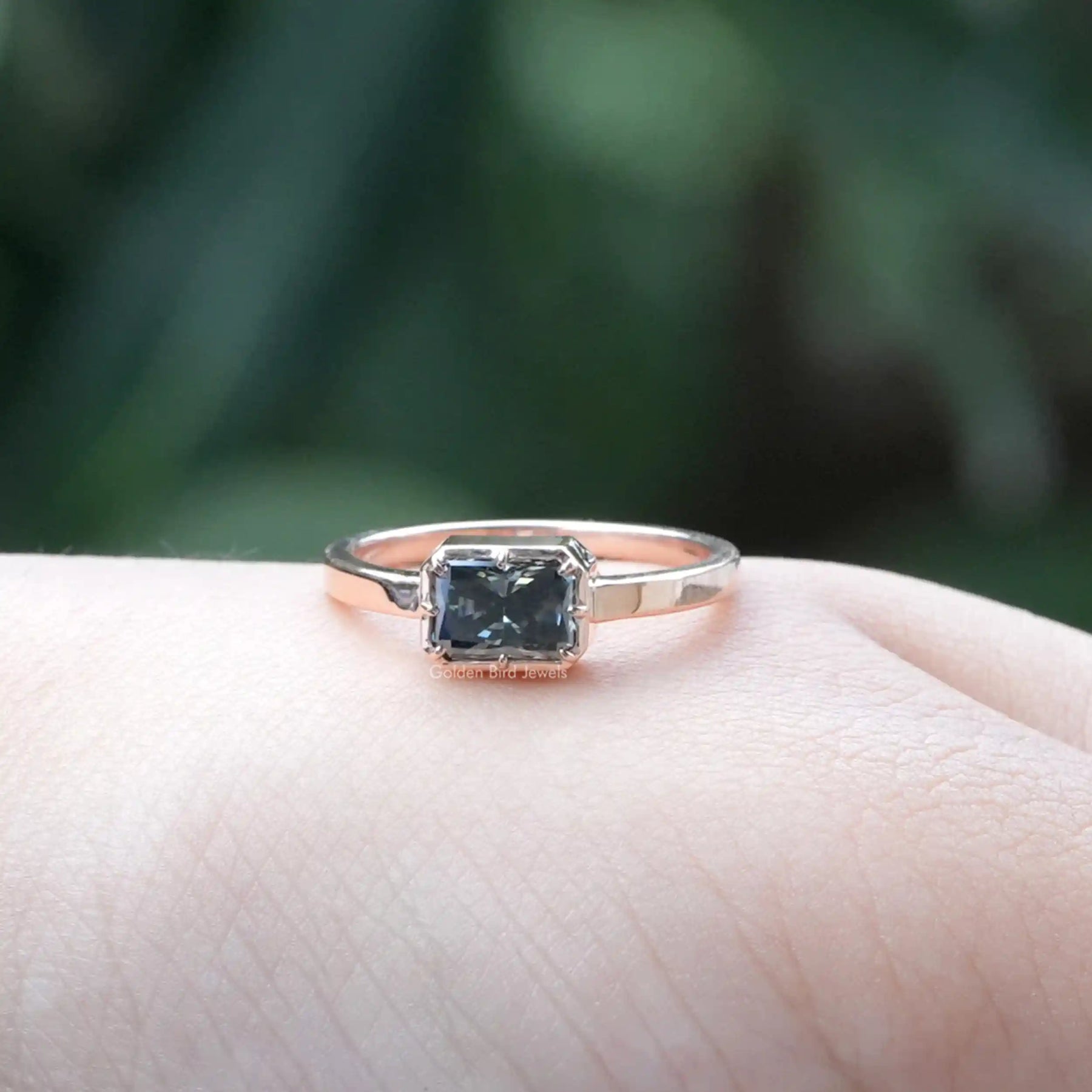 [This radiant cut solitaire ring made of dark grey color]-[Golden Bird Jewels]