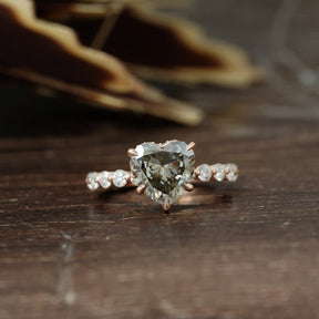 [2.35 Carat Moissanite Heart Cut Engagement Ring]-[Golden Bird Jewels]