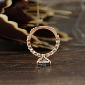 [Moissanite Heart Cut  Ring Set In Euro Shank Setting]-[Golden Bird Jewels]