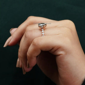 [Moissanite  Solitaire Engagement Ring Crafted With Heart & Round Cut Stones]-[Golden Bird Jewels]