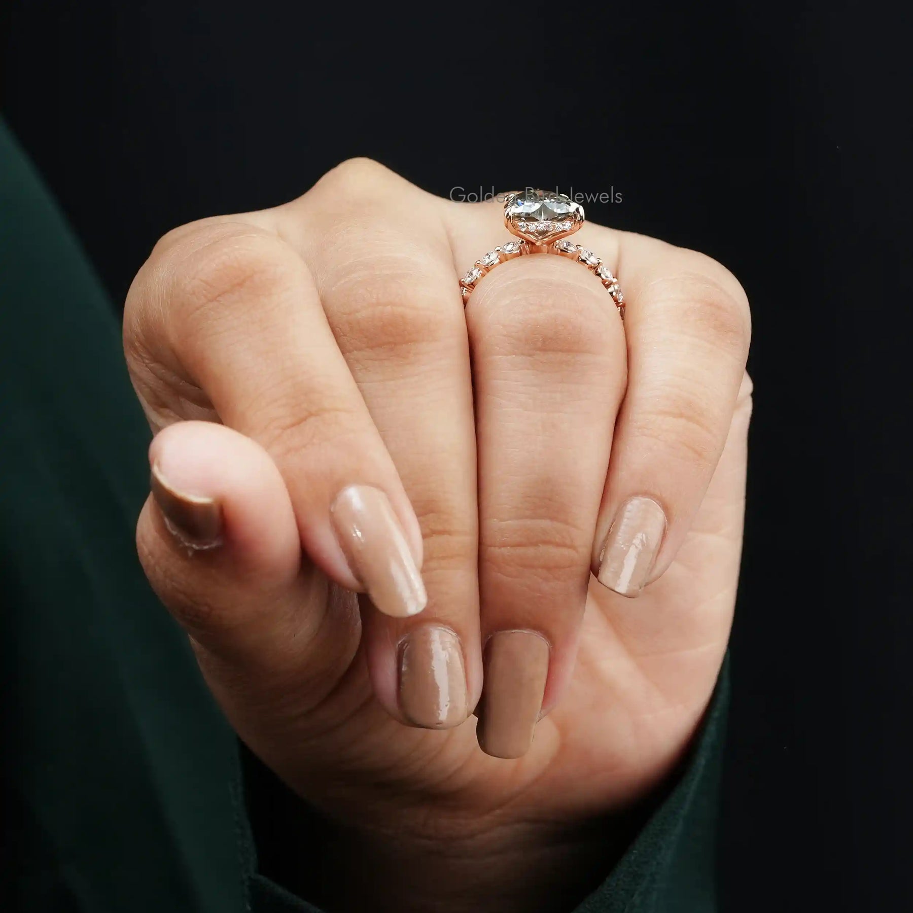 [Moissanite Heart Cut Engagement  Ring Set In Shank]-[Golden Bird Jewels]