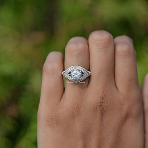 Antique OEC Round Cut deco Ring Made By Moissanite 