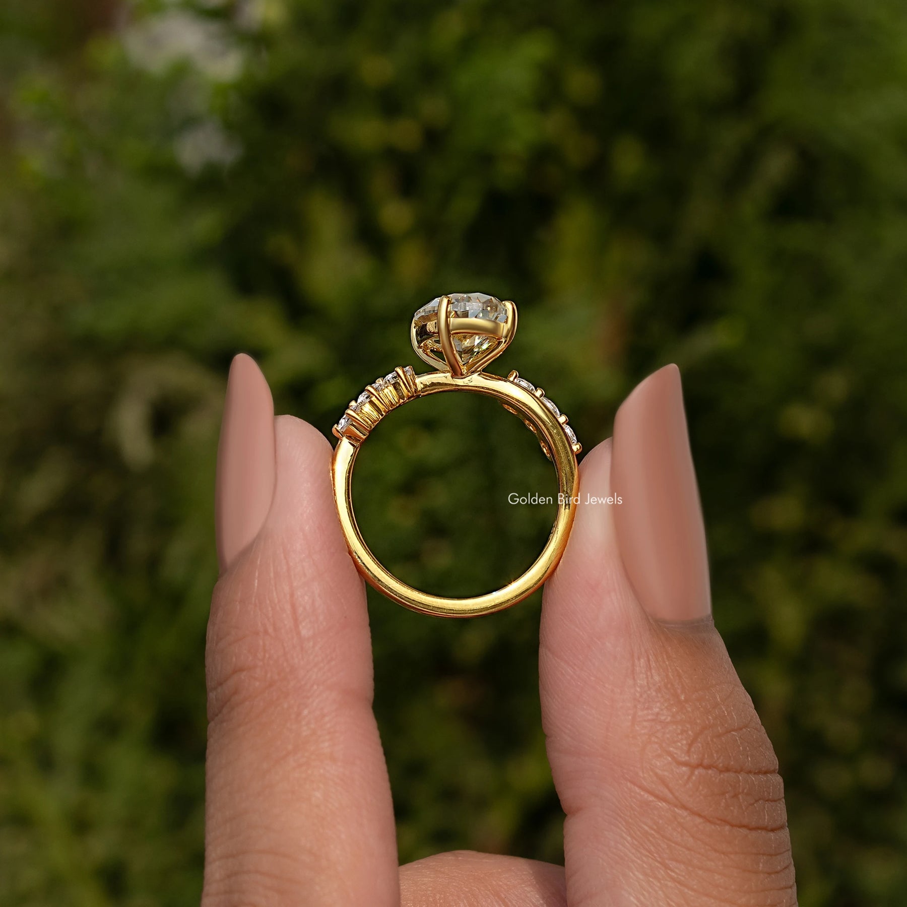 Moissanite Old Mine Oval Cut Accent Stone Infinite Ring