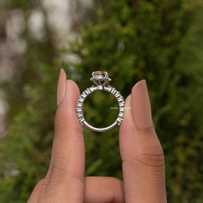 Moissanite Old Mine Pear Cut Halo Set Engagement Ring