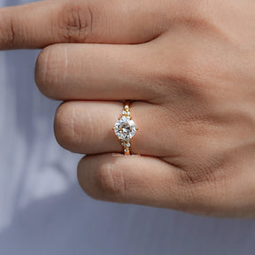 Moissanite Old European Cut Round Accent Stone Ring