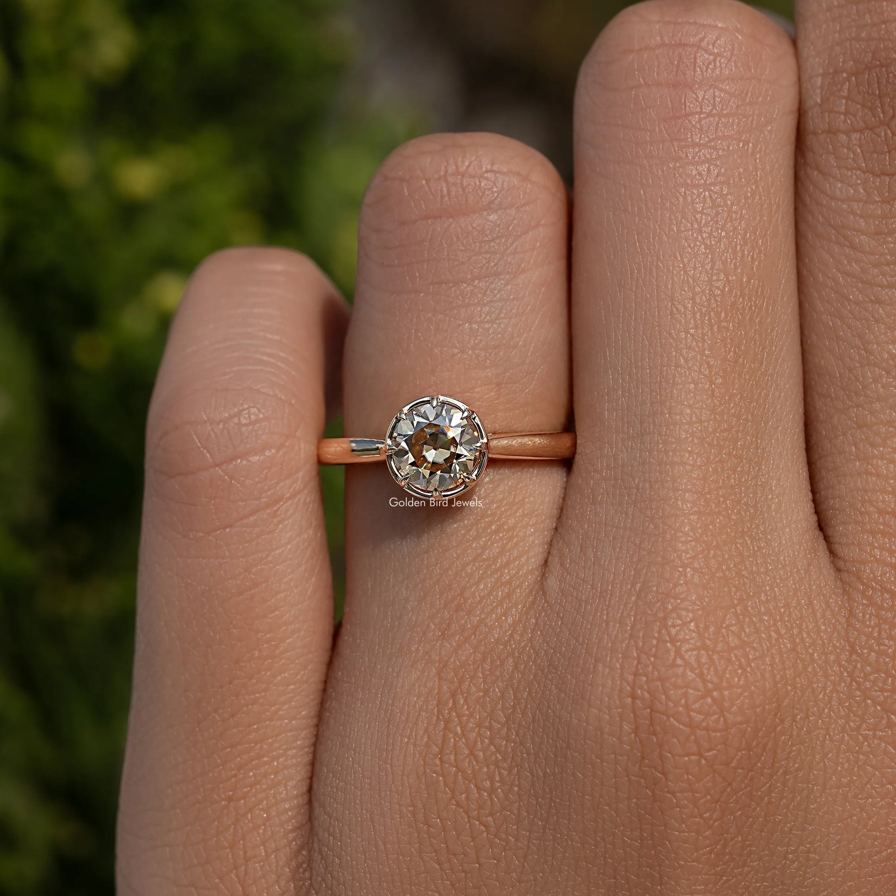 Old European Cut Round Moissanite Ring