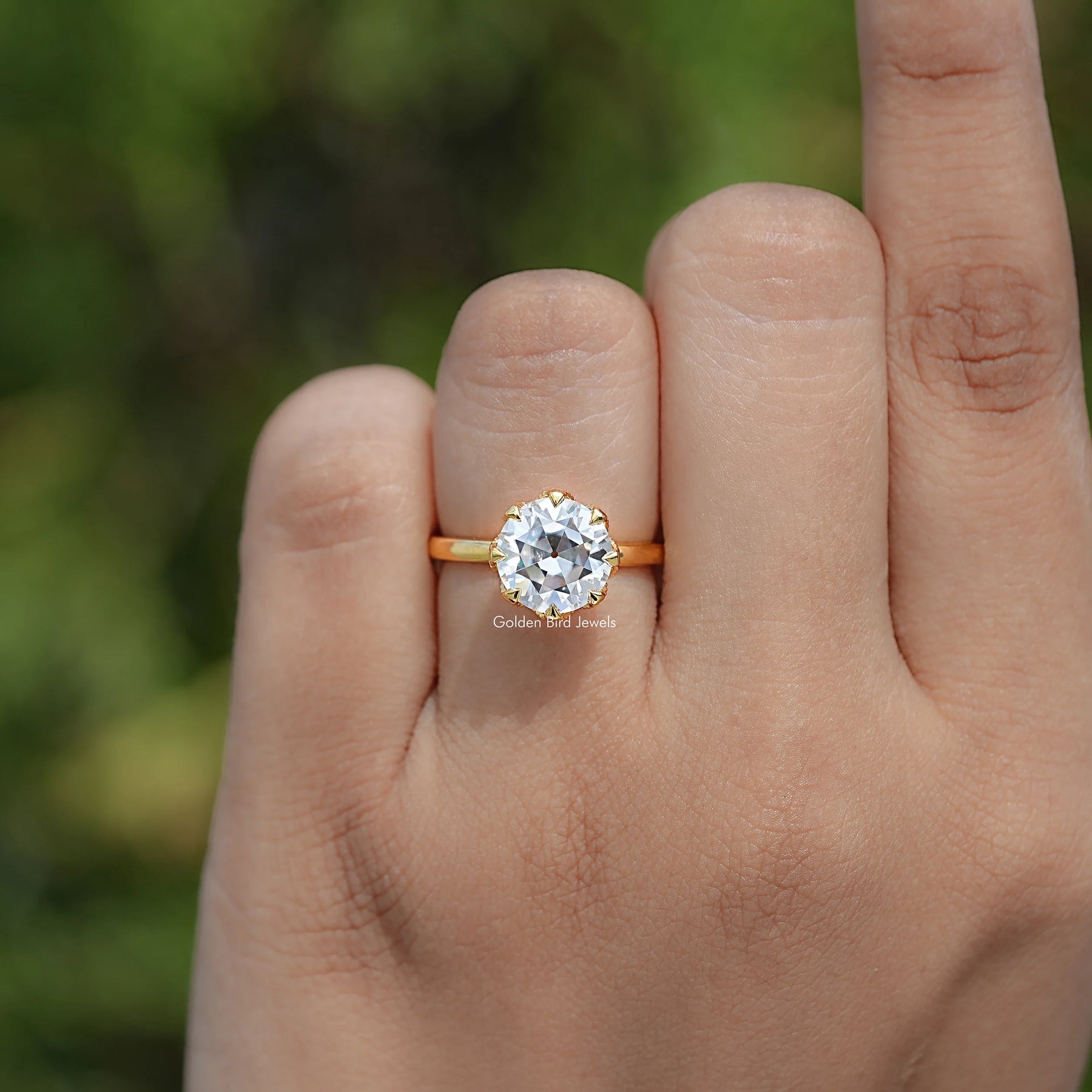 Old European Cut Round Moissanite Solitaire Ring