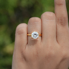 Old European Cut Round Moissanite Solitaire Ring