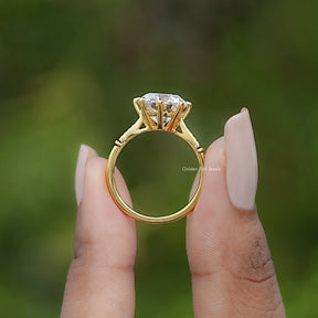 Moissanite Old European Round Accent Engagement Ring