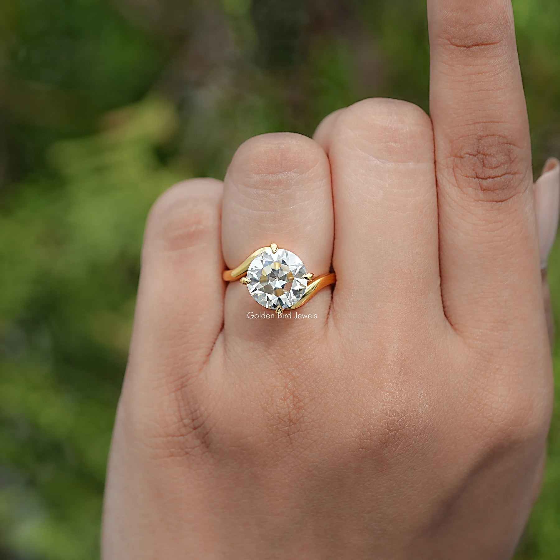 Old European Round Moissanite Bypass Ring