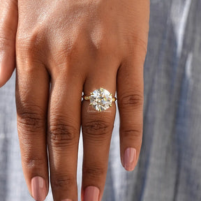 OEC Round Cut Moissanite Ring In Yellow Gold