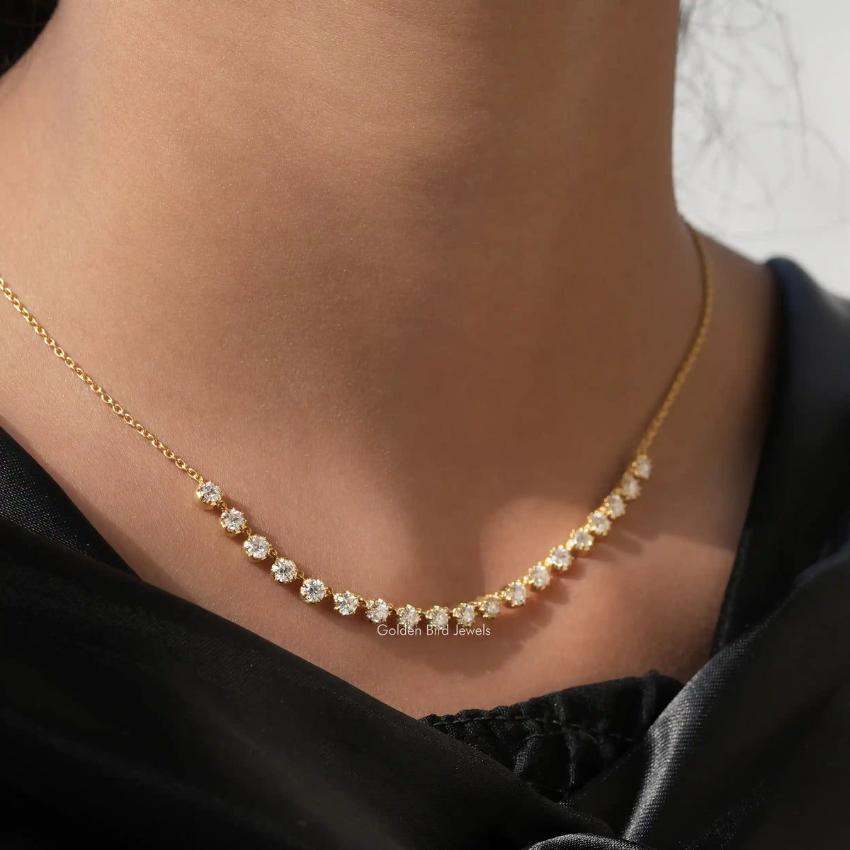 [YouTube Video Of Old European Round Cut Moissanite Necklace]-[Golden Bird Jewels]
