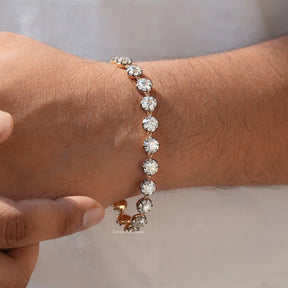 [14K White Gold Round Cut Moissanite Tennis Bracelet]-[Golden Bird Jewels]