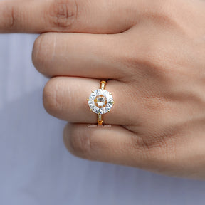 Moissanite Old European Round Accent Engagement Ring