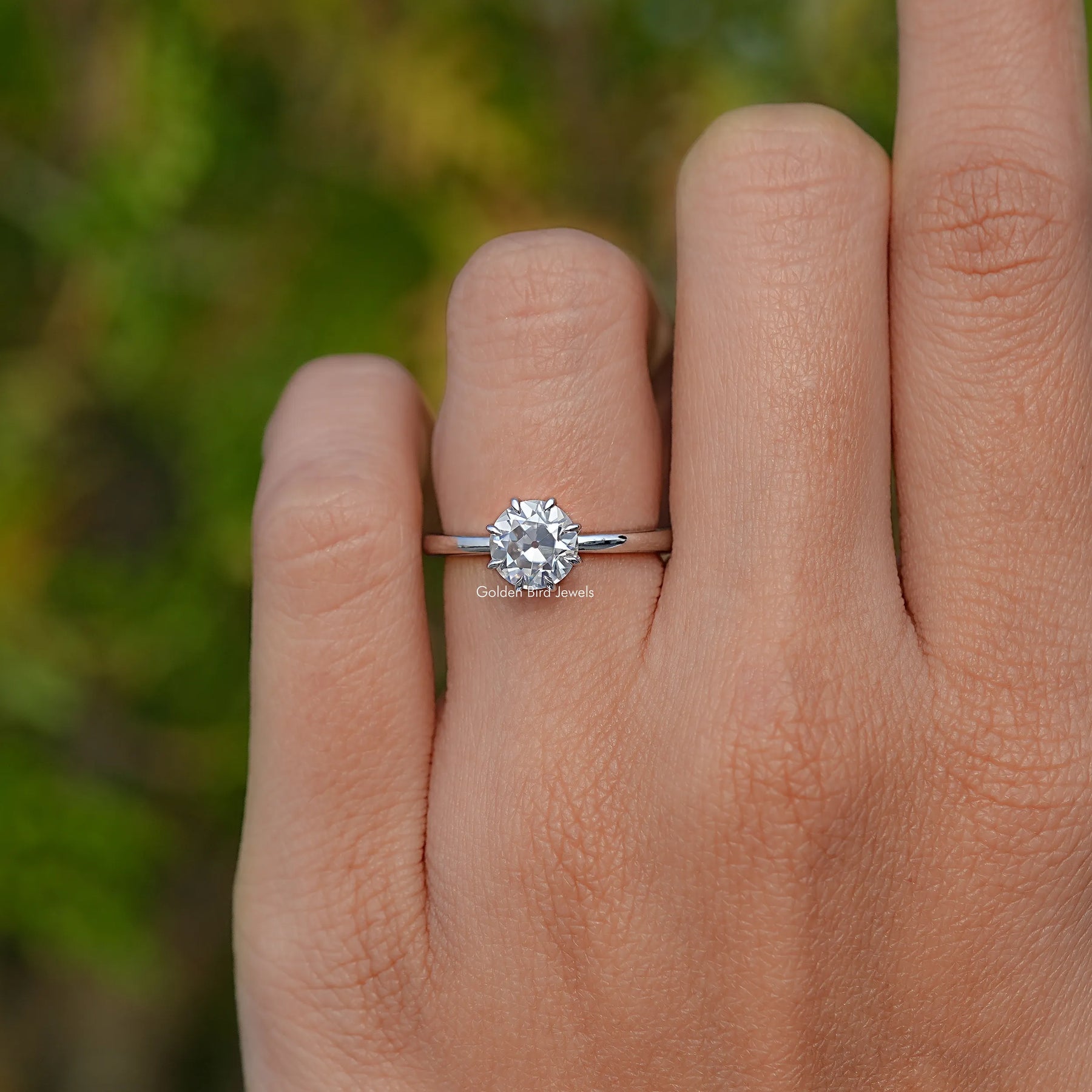 Moissanite Old European Round Solitaire Ring