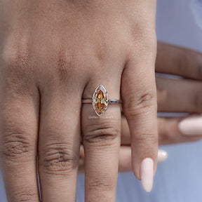 Old Mine Marquise Cut Moissanite Solitaire Ring