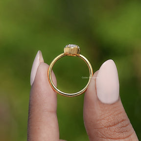 Bezel Set Old Mine Moval Cut Moissanite Ring