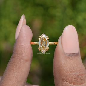 Old Mine Moval Moissanite Solitaire Ring