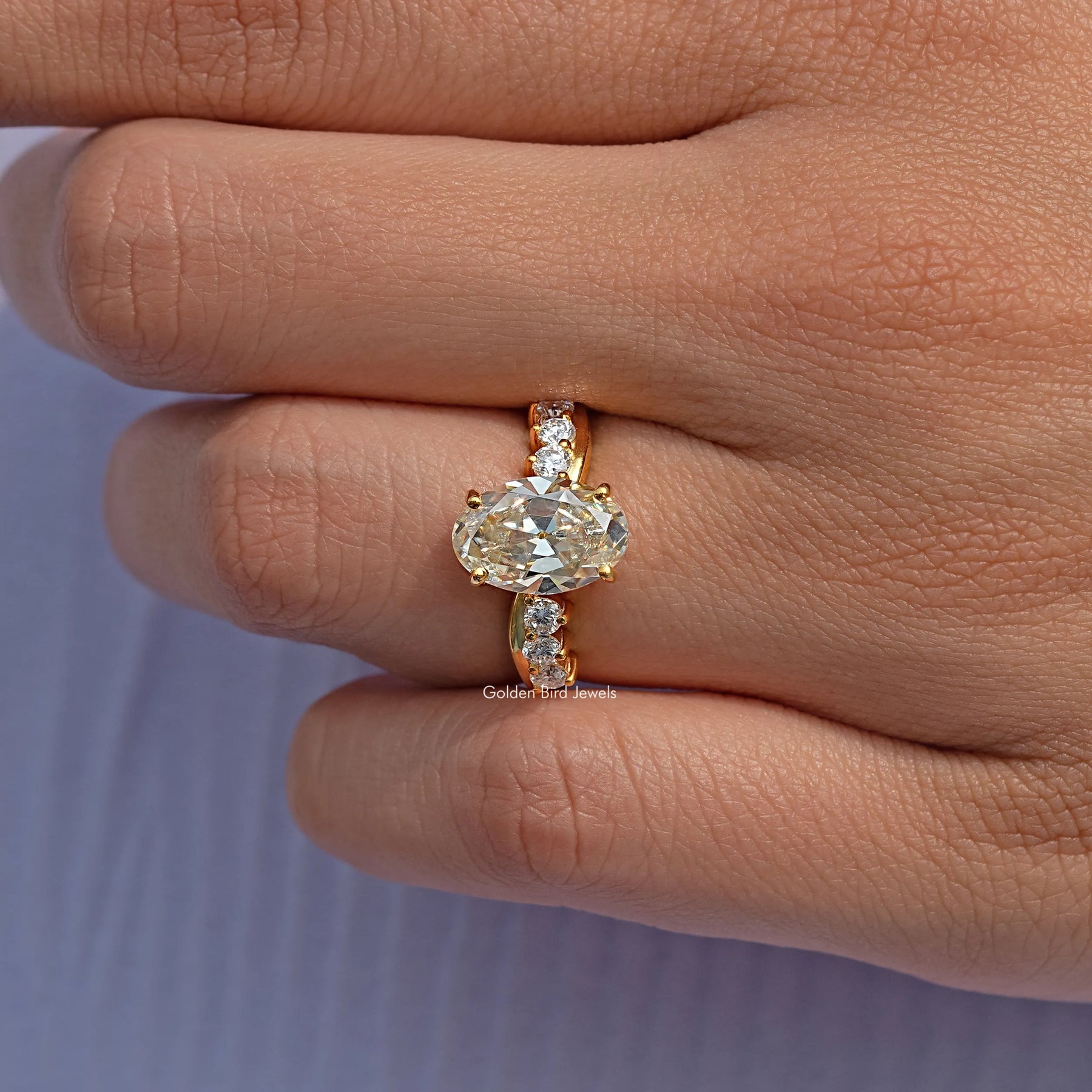 Moissanite Old Mine Oval Cut Accent Stone Infinite Ring