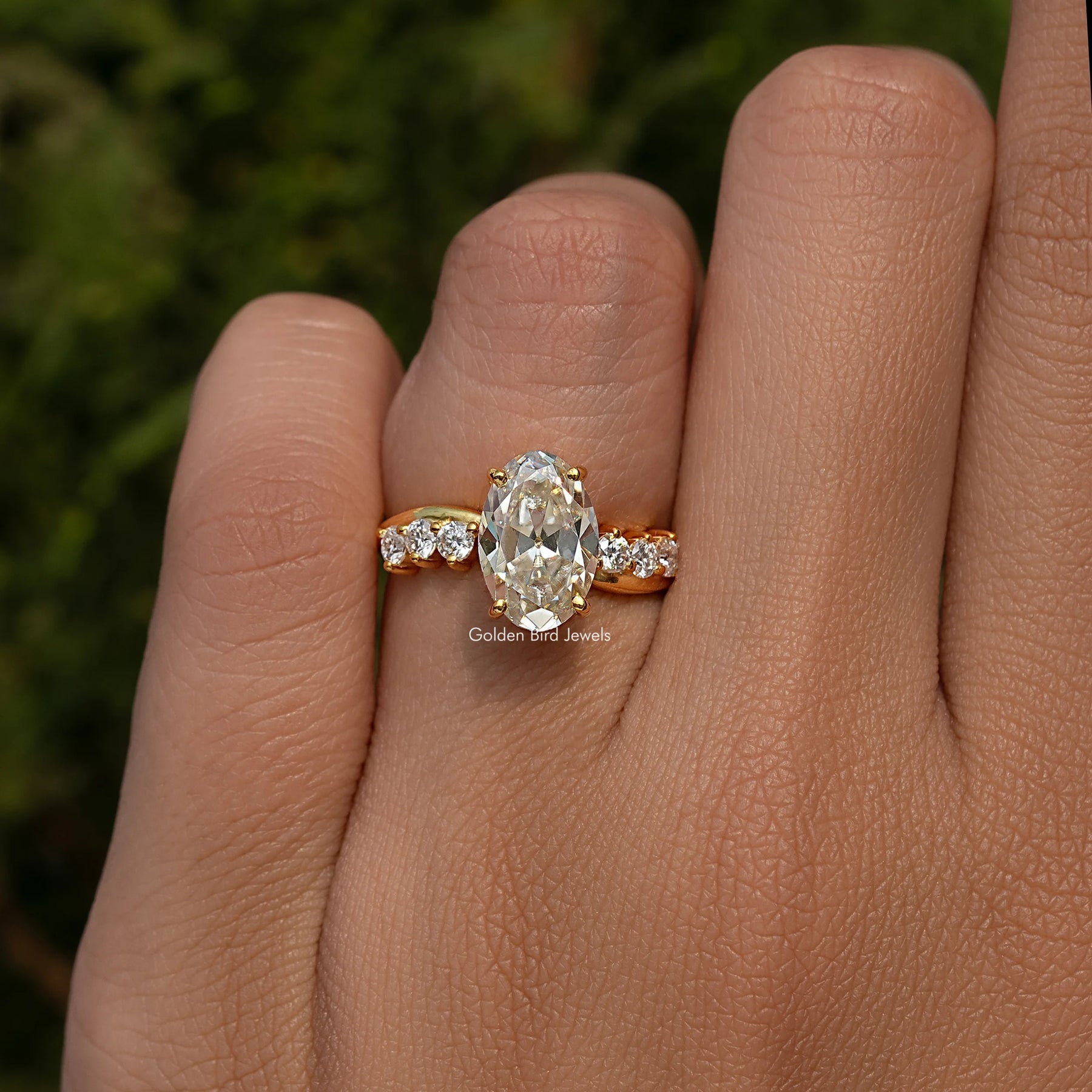 Old Mine Oval Cut Moissanite Ring