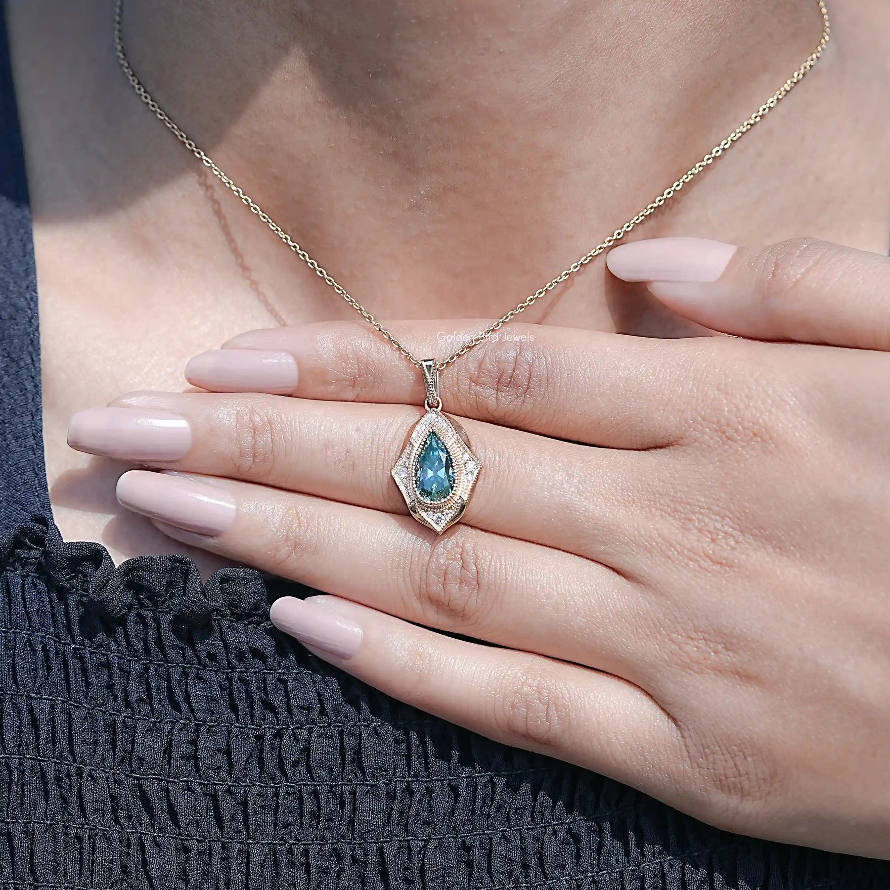 Moissanite Old Mine Pear Cut Designer Pendant
