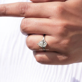Old mine pear cut solitaire mossanite  ring in white gold 