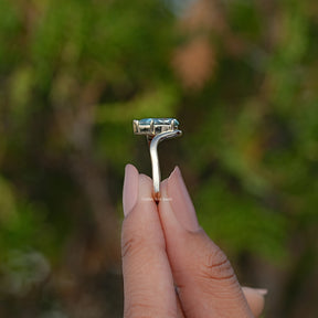 Elongated Pear Moissanite Solitaire Ring