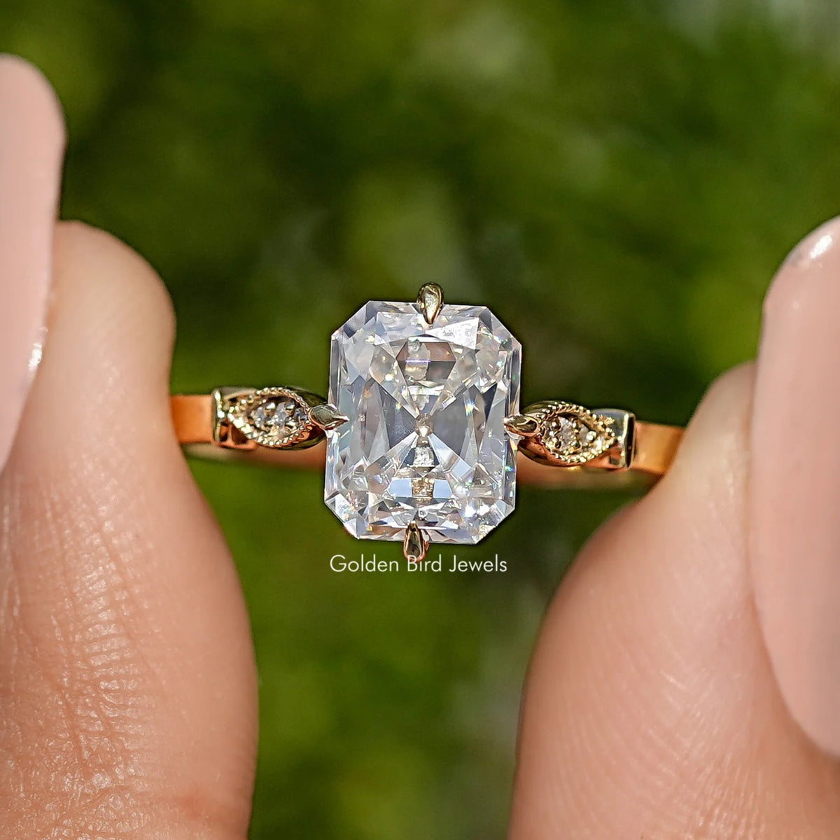 Moissanite Old Mine Radiant Engagement Ring