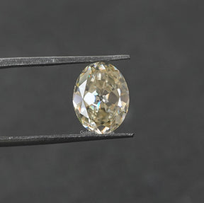 [Off white old mine oval cut moissanite made of VVS clarity]-[Golden Bird Jewels]