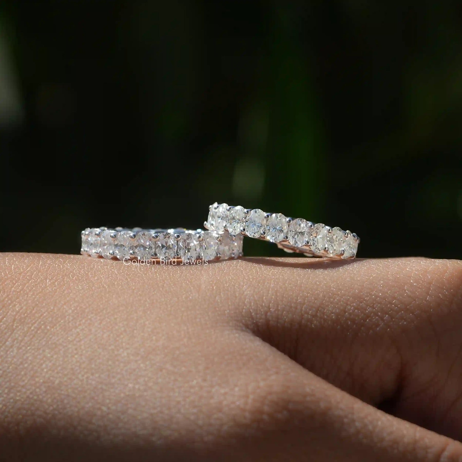[Oval cut moissanite customized proposal wedding band]-[Golden Bird Jewels]