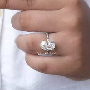[This moissanite ring set in 4 prong setting]-[Golden Bird Jewels]