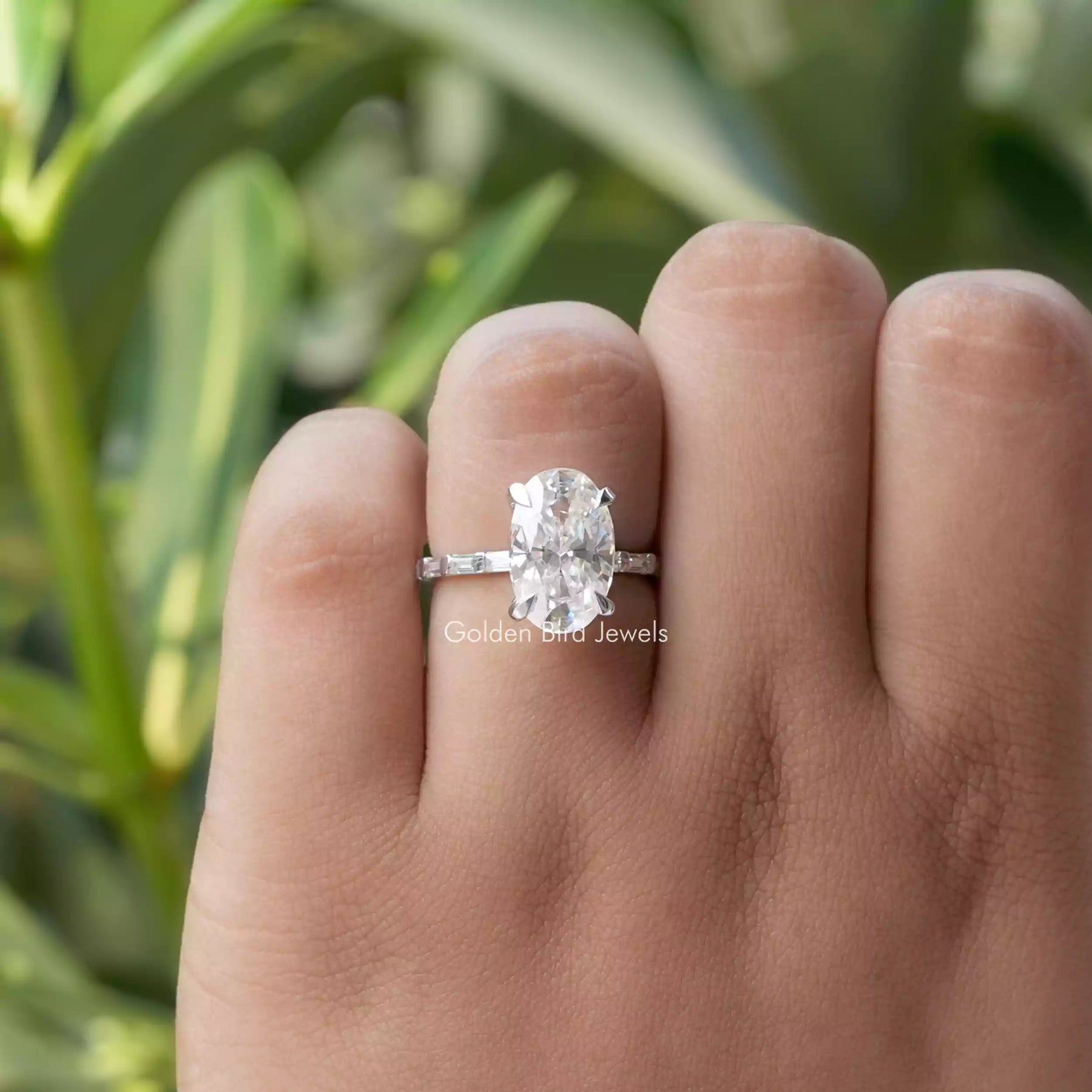 Oval Moissanite Solitaire Engagement Ring