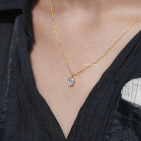 Oval Cut Moissanite Solitaire Pendant