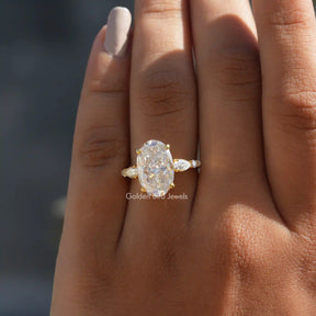 [ 5.30 Carat Oval Cut Moissanite Engagement Ring]-[Golden Bird Jewels]