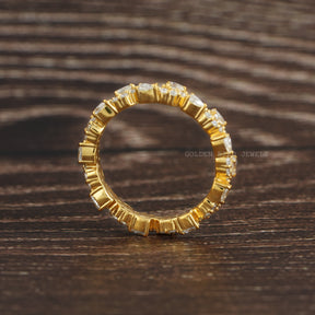 Pear And Round Eternity Moissanite Wedding Band