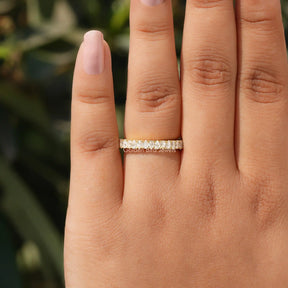 Pear Shaped Moissanite Half Eternity Stacking Band