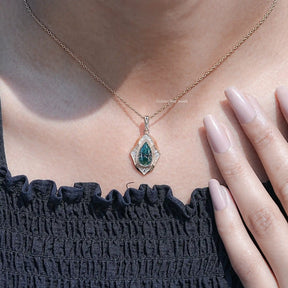 Moissanite Old Mine Pear Cut Designer Pendant