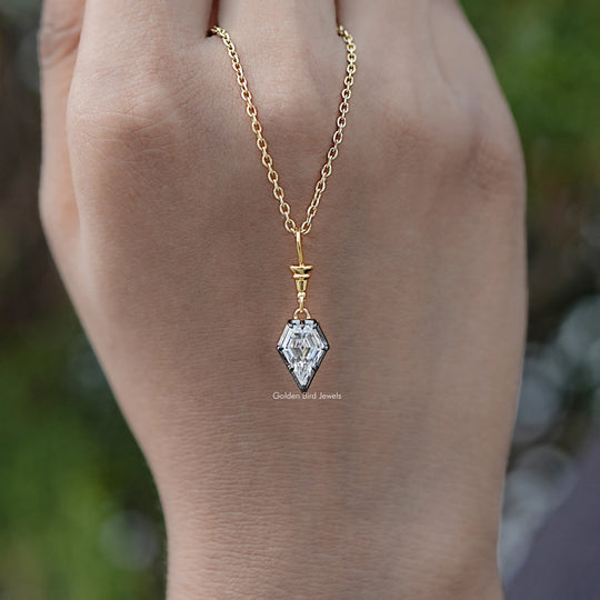 Old Mine Shield Cut Moissanite Pendant
