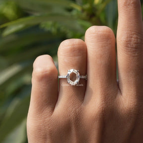 Oval Cut Moissanite Accent Stone Ring In finger